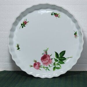Vintage Christineholm Rose Pattern Ceramic Pie Dish